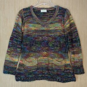 Bobbie Brooks Sweater Women Large Rainbow Space Dye Chucky Knit Boho Retro 90s